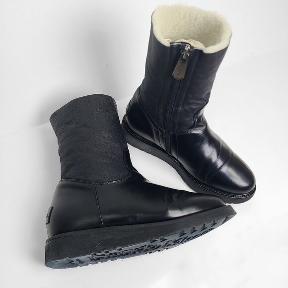 NANDO MUZI Black Leather Winter Boots Size 4.5 - Picture 3 of 13